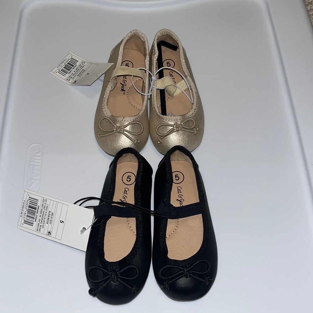 Girls Gold Ballerina Flats